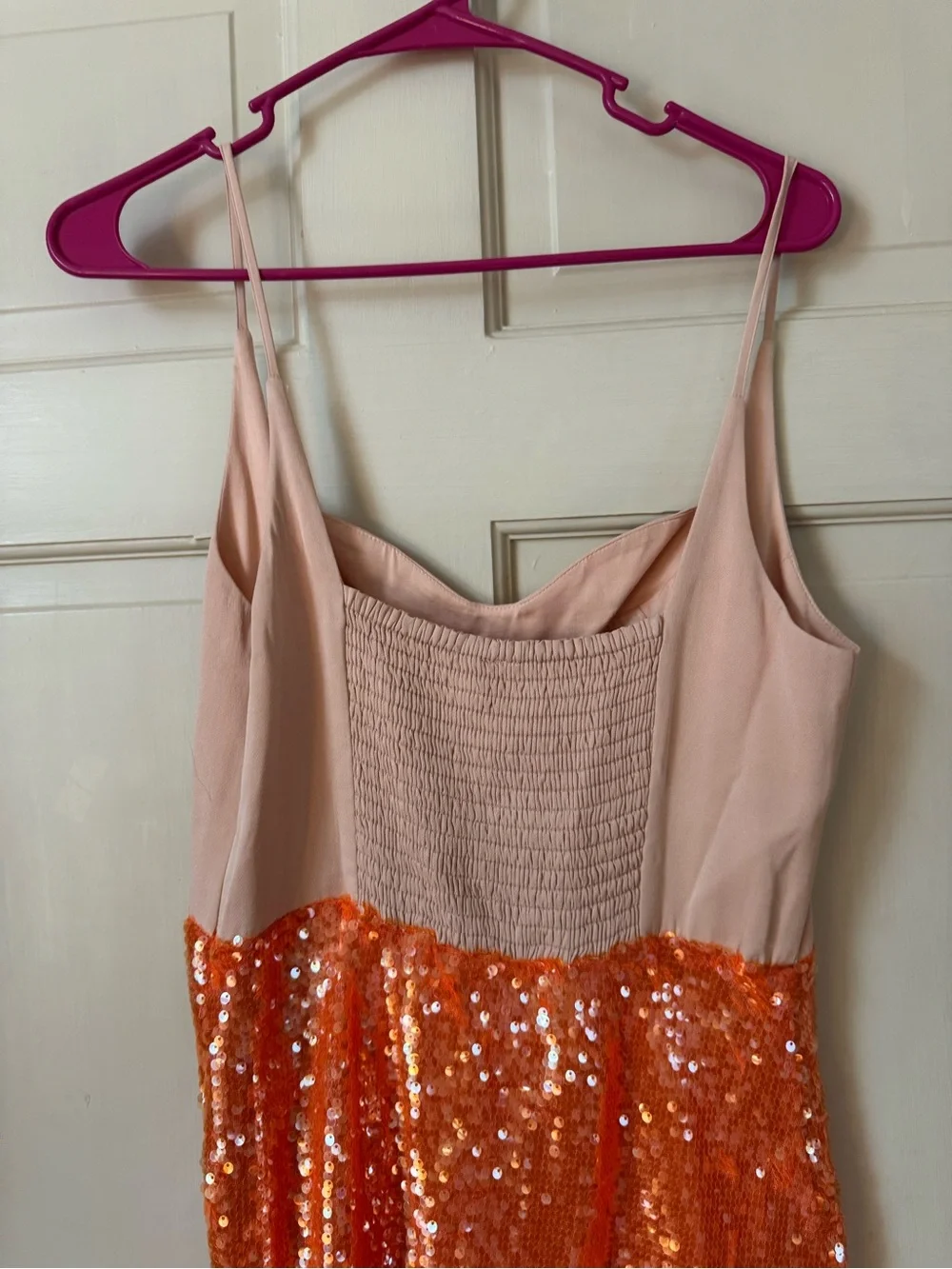 Anthropologie Orange Sequin Midi Skirt with Side Slit - Picture 8 of 10